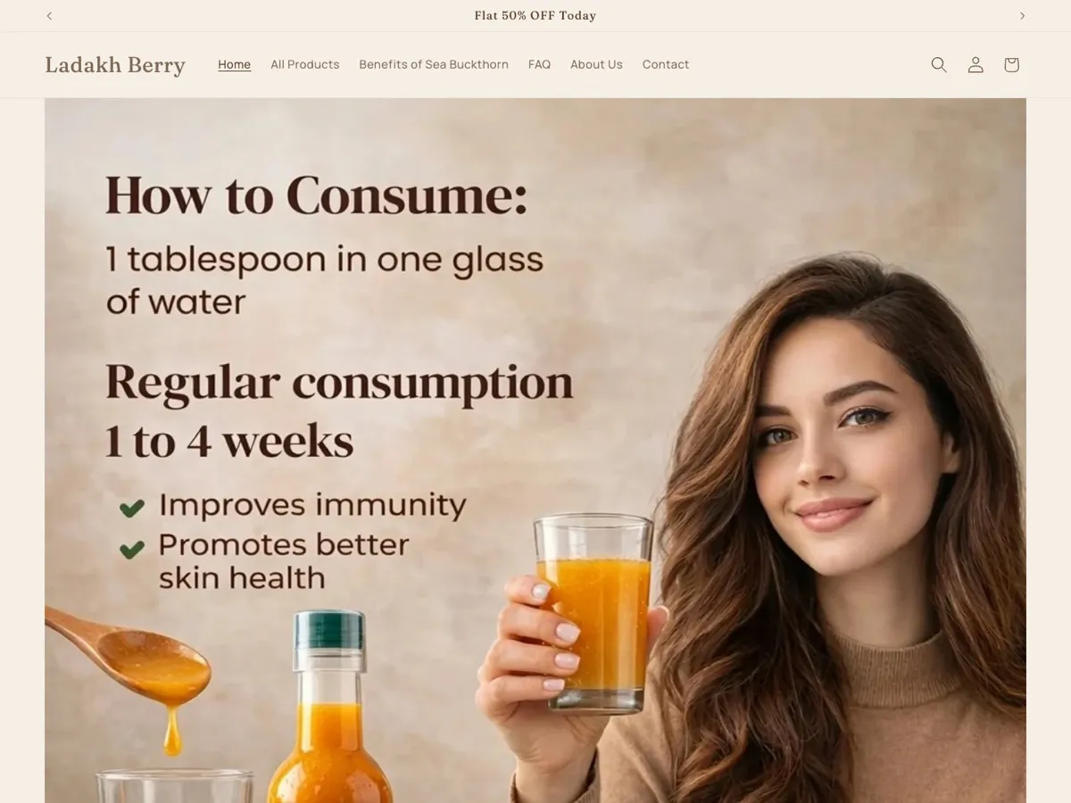 Ladakh Berry storefront — the live Shopify store we build and run